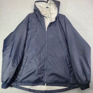 Nike Vintage 90s Windbreaker Jacket Mens Large Navy Blue Full Zip Hooded Jersey